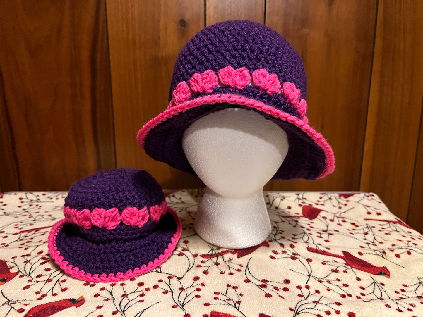 Child's Sweetheart hat with matching doll hat