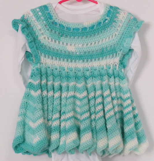Toddler Teal Crochet Dress